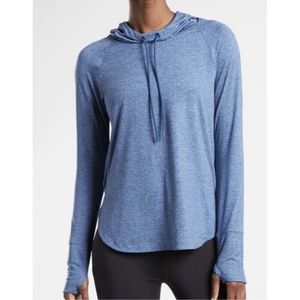 Athleta Uptempo Hooded Sweatshirt Top in Chrome Blue XL